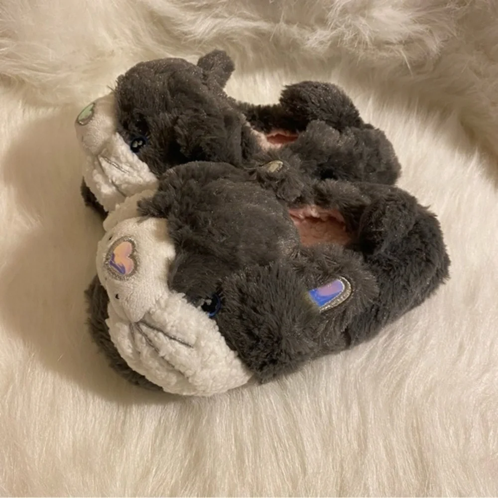 Wonder Nation Cat‎ Slippers Size 13-1 Gray white Color Slip On New